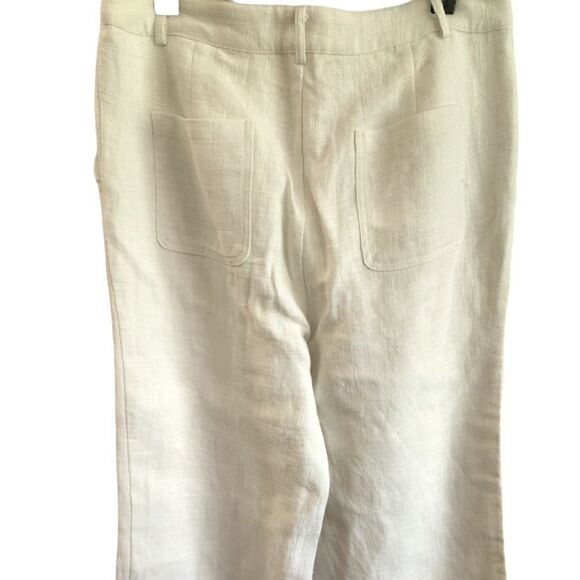 ETT Twa By Anthroplogie White Wide Leg Linen Pants with Poms Size Medium - Picture 3 of 9
